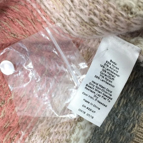 Talbots Tan Pink Knit Cardigan‎ Sweater Womens Small Button Front Striped - Picture 6 of 10